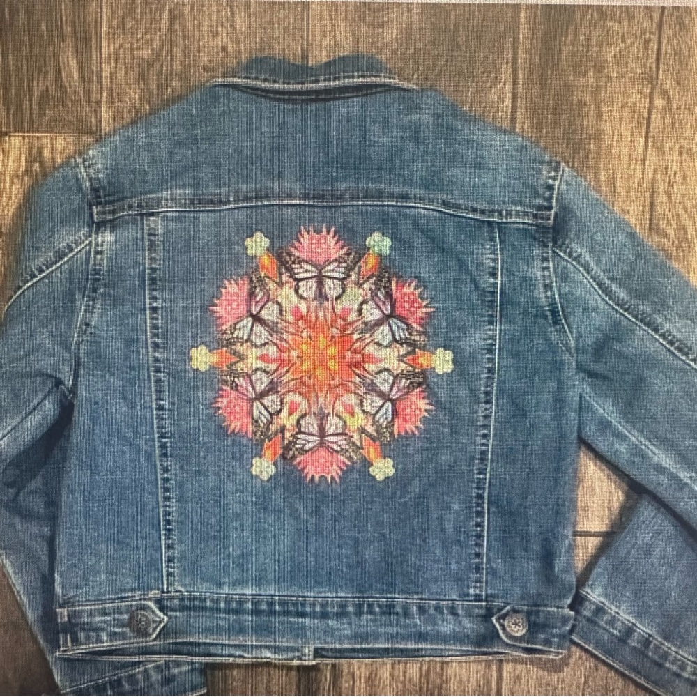 Disney Encanto Embroidered Denim Jacket with Colorful Mandala